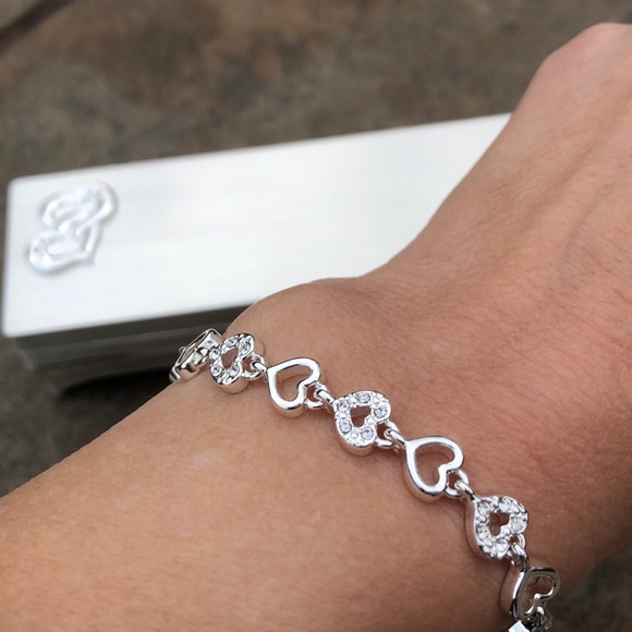 Things Remembered Jewelry - 🆕 Heart Link & Rhinestone Bracelet wKeepsake Box